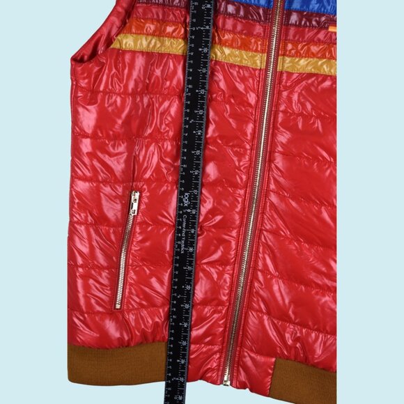 Aviator Nation 5-Stripe Vest Women's Large Glossy Red Full Zip Sunburst $398 - Picture 14 of 16